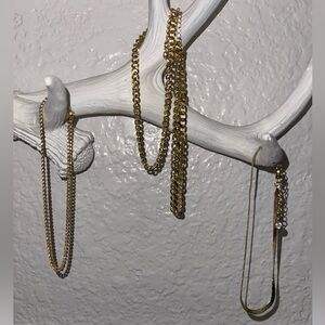 Gold Tone Layered Chain Anklet Set of 4